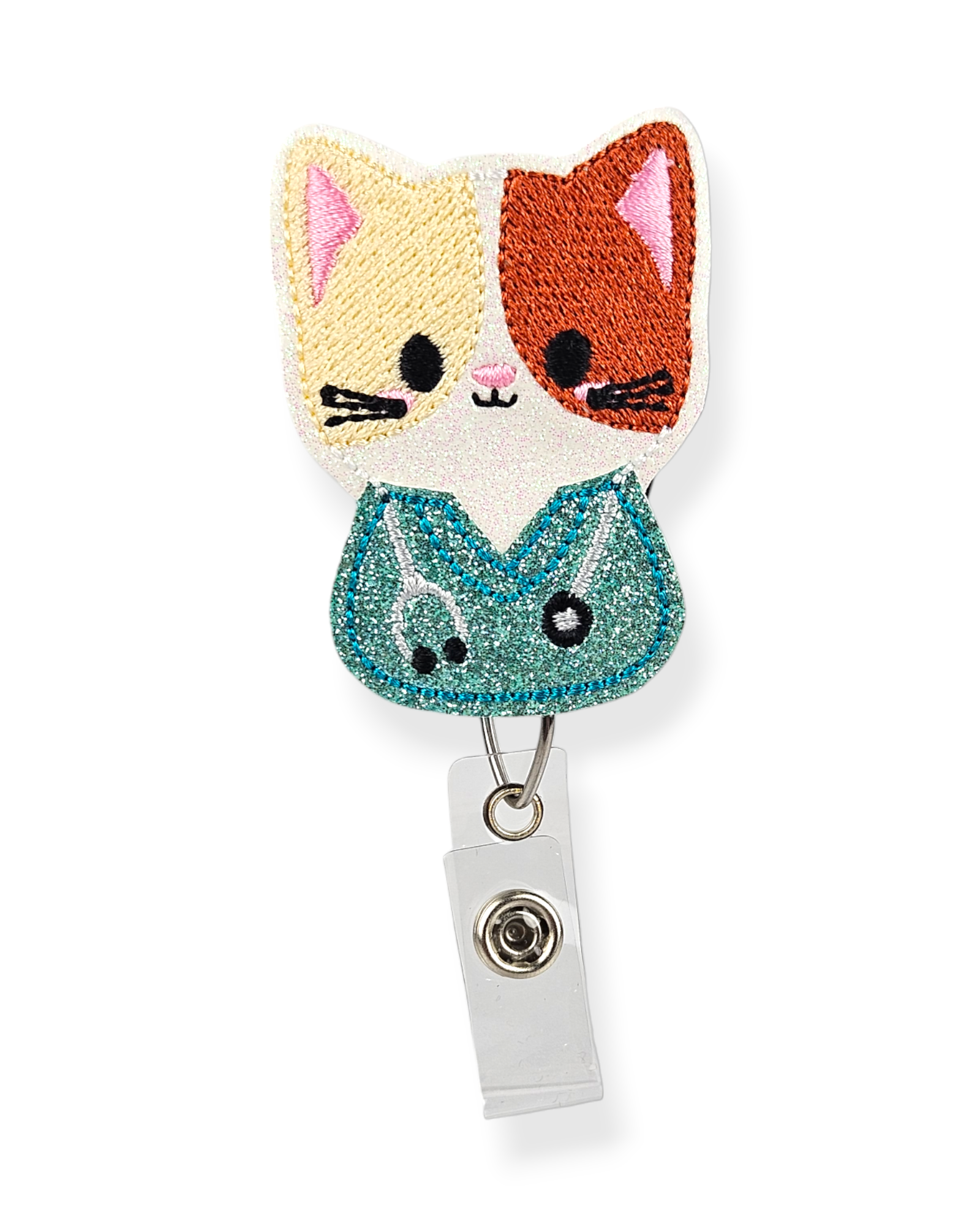Calico Cat Nurse Badge Reel Kitty Cat Badge ID Badge Reel Lanyard