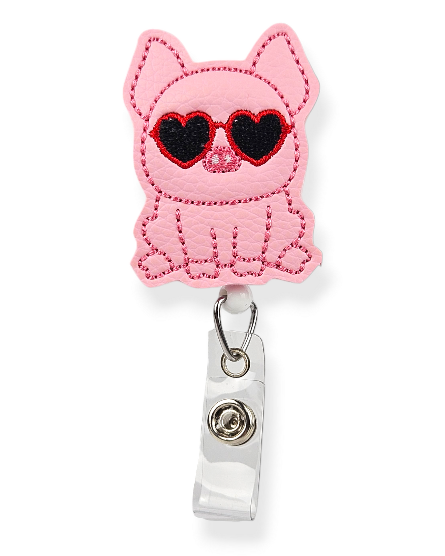 Piggy Heart Glasses Badge Pal