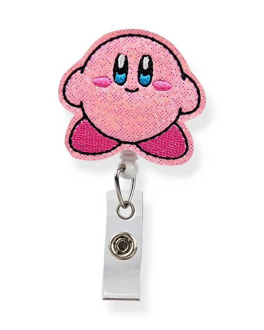 Cute Pink Puffball Badge Pal