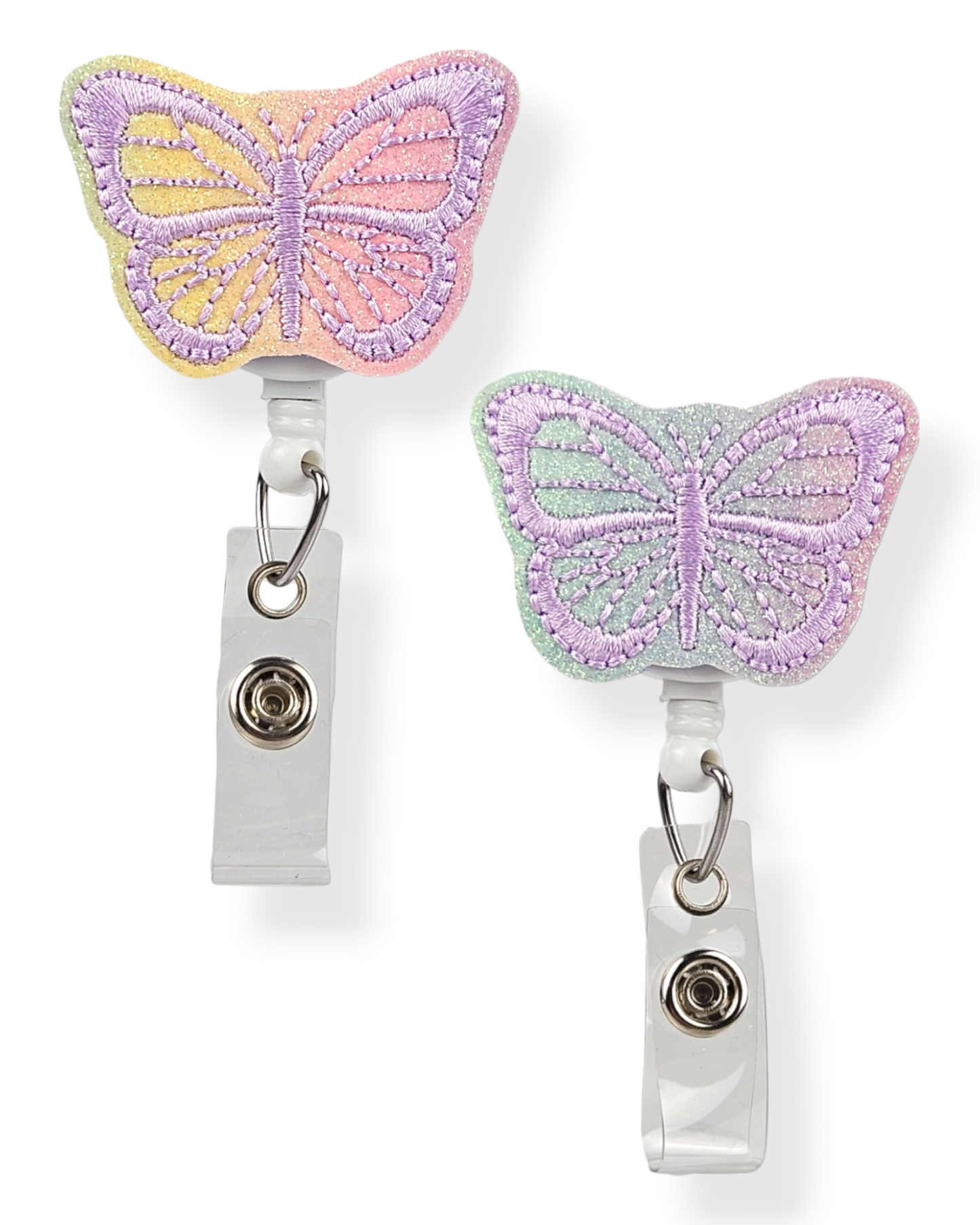 Pastel Rainbow Butterfly Badge Pal