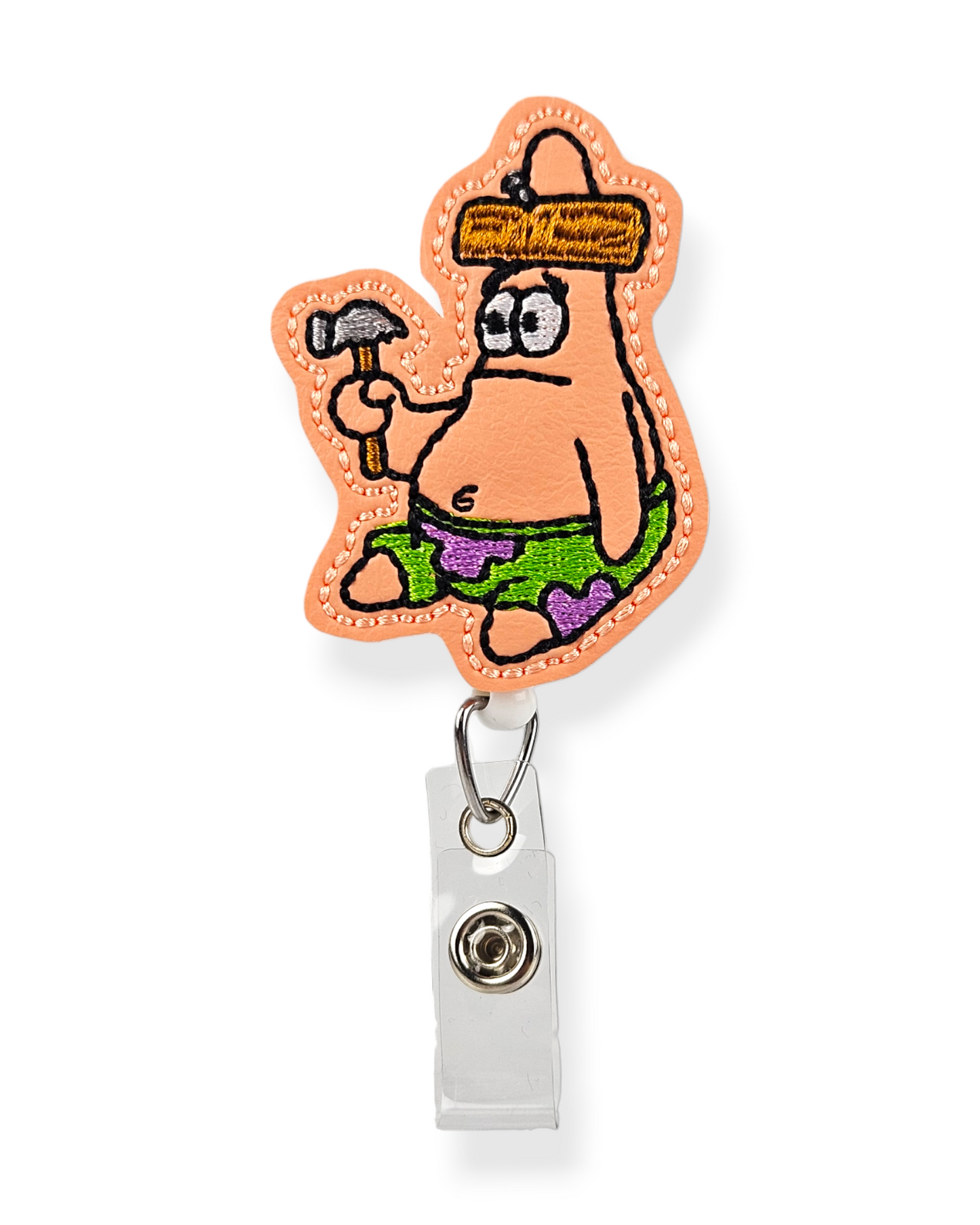 Silly Starfish Hammer Meme Badge Pal