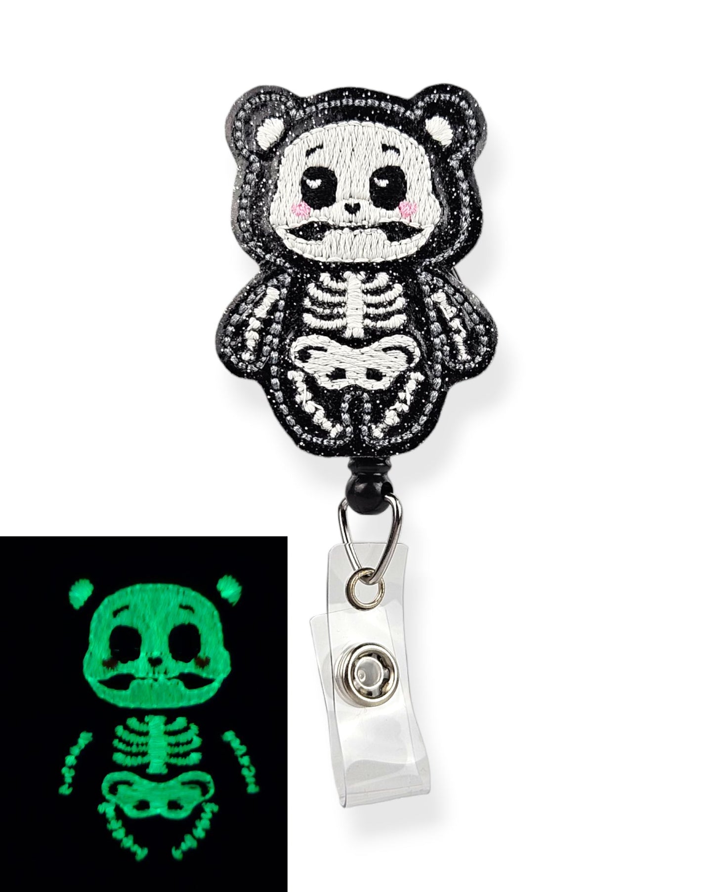 Glow in the Dark Skelly Bear Badge Pal