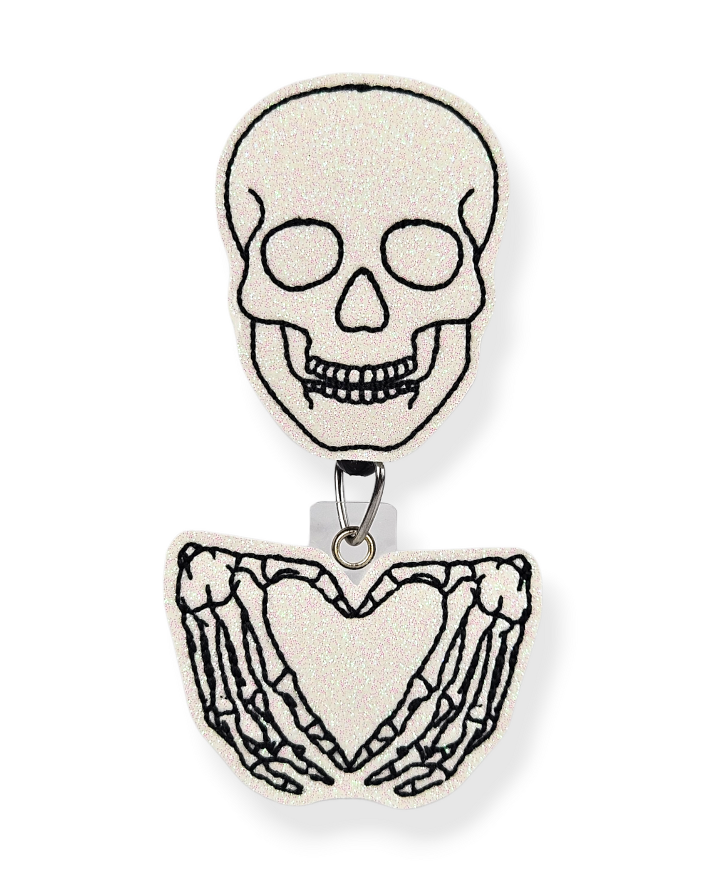 Glow in the Dark Skull Heart Hands Badge Pal