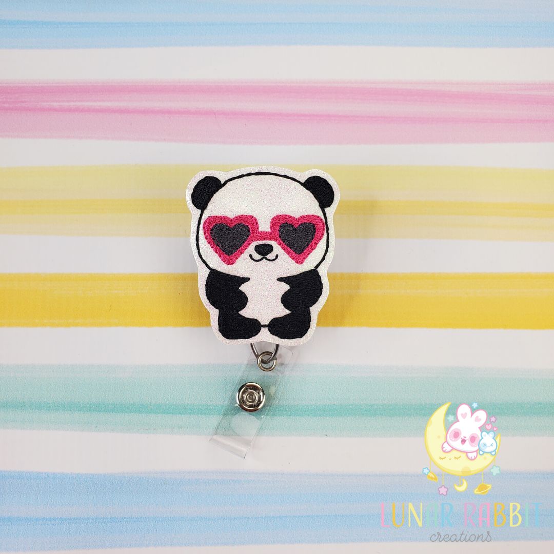 Panda Heart Glasses Badge Pal