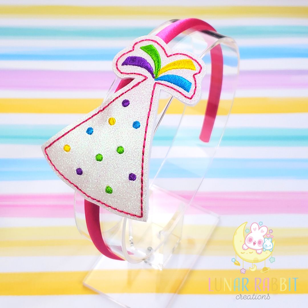Party Hat White Headband Slider