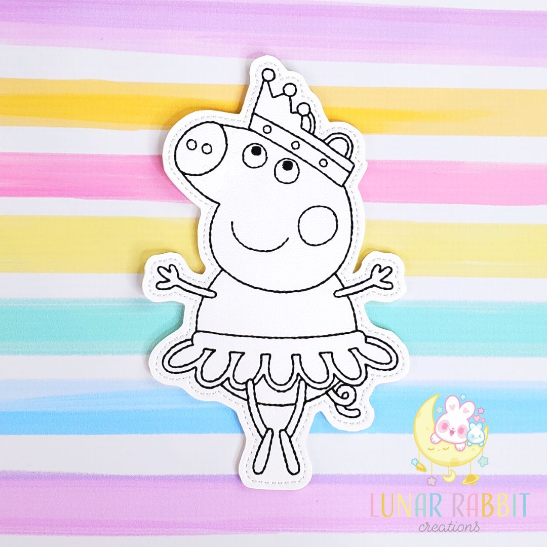 Piggy Ballerina Girl Flat Coloring Doll