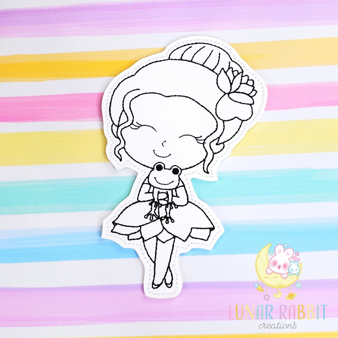 Princess Pet Frog Girl Flat Coloring Doll