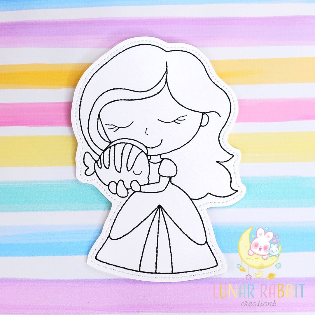 Princess Pet Mermaid Girl Flat Coloring Doll