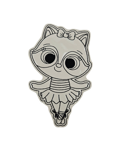 Ballerina Raccoon Flat Coloring Doll