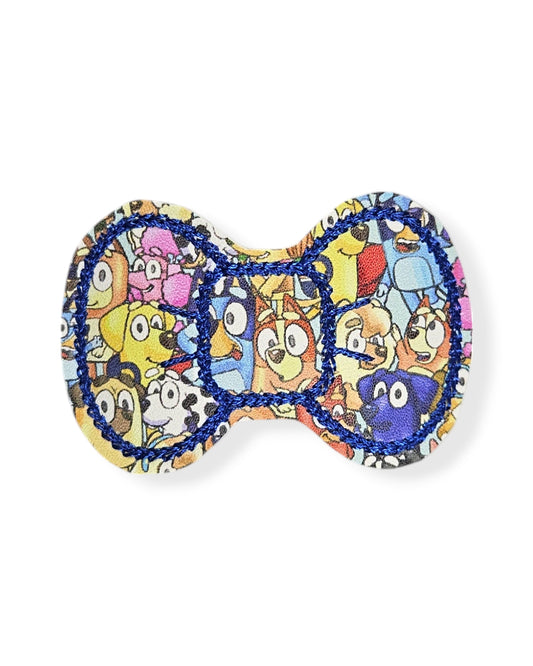 Blue Dog Collage Bow Snap Clip