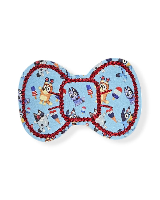 Blue Dog Patriotic Bow Snap Clip
