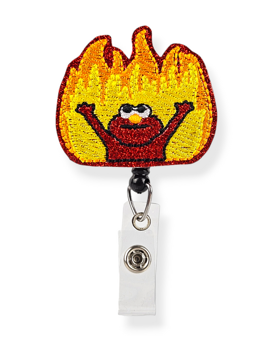 Flaming Red Monster Badge Pal