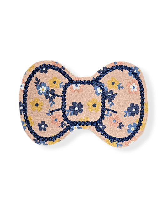 Geometric Garden Flowers Bow Snap Clip