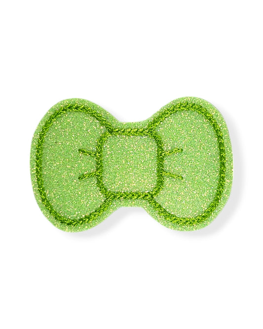 Glitter Lime Bow Snap Clip