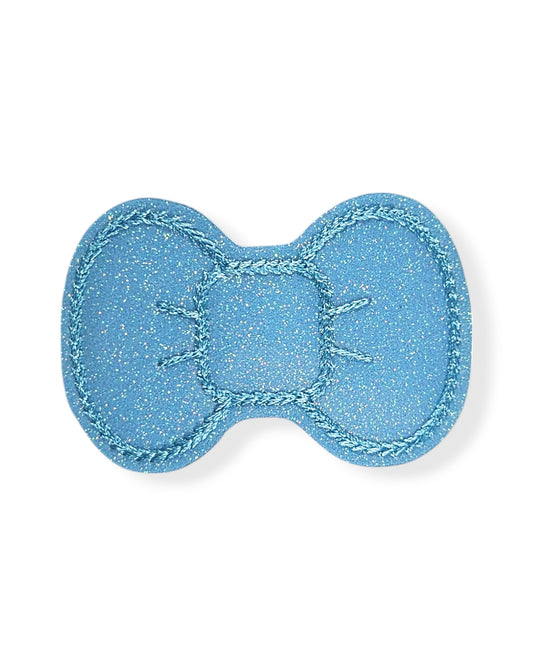 Glitter Light Aqua Bow Snap Clip