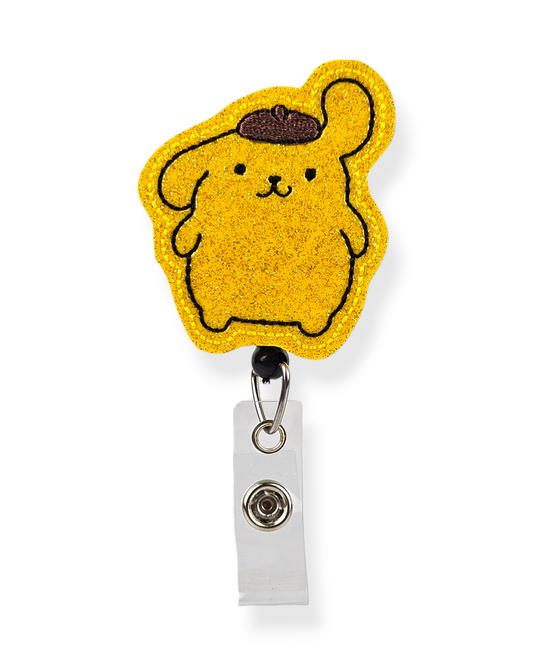 Kawaii Yellow Pup Glitter Badge Pal