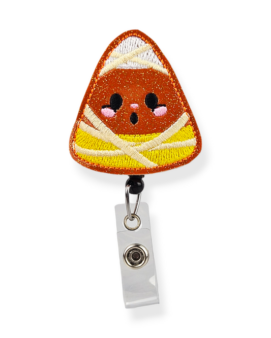 Candy Corn Mummy Badge Pal