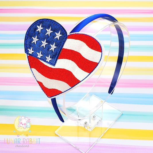 American Flag Heart Headband Slider