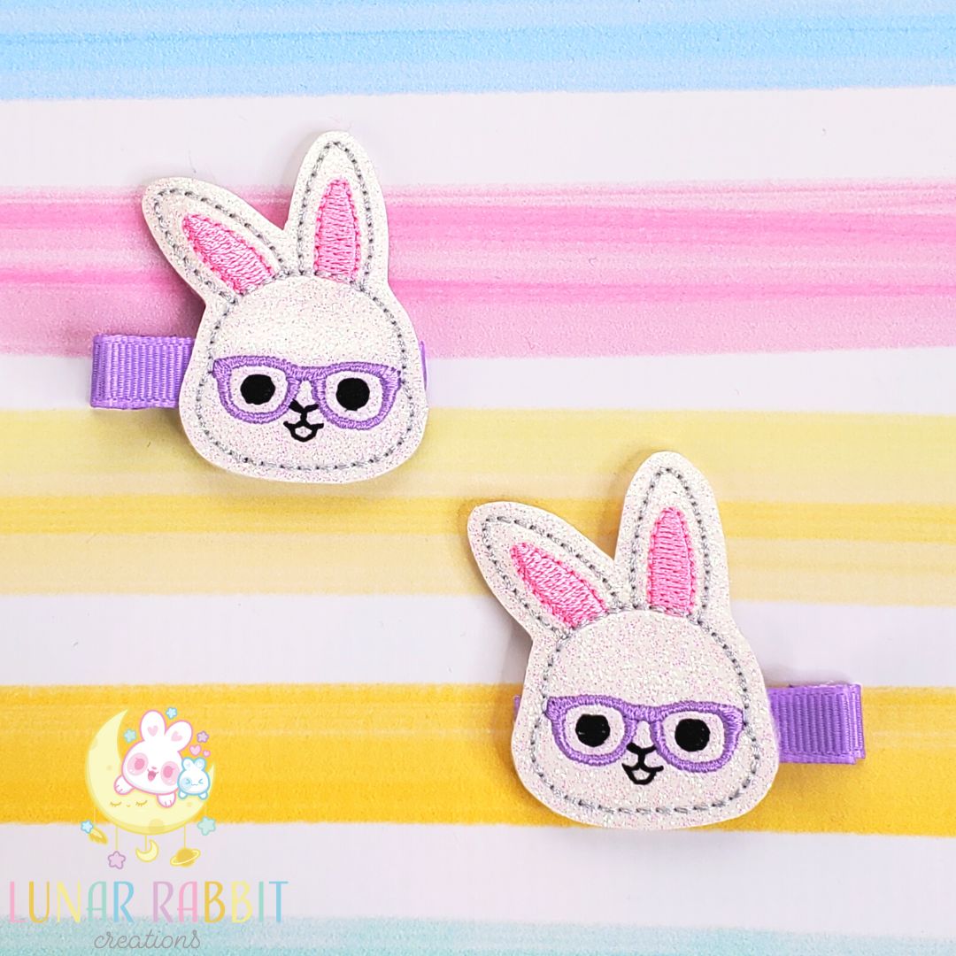 Geeky Bunny Lilac Glasses Clippies