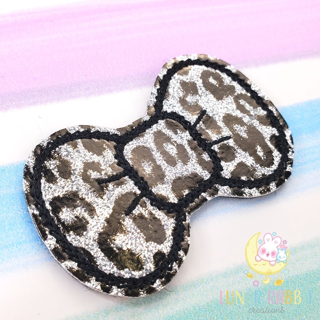 Bow Leopard Glitter Snap Clips