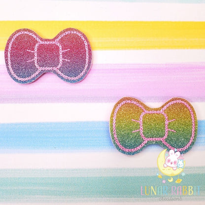 Bow Pink Rainbow Glitter Snap Clips