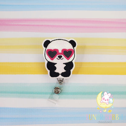 Panda Heart Glasses Badge Pal