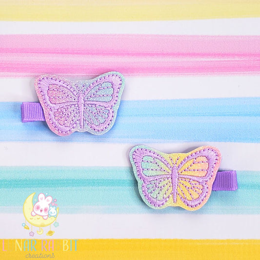 Butterfly Pastel Rainbow Glitter Clippies