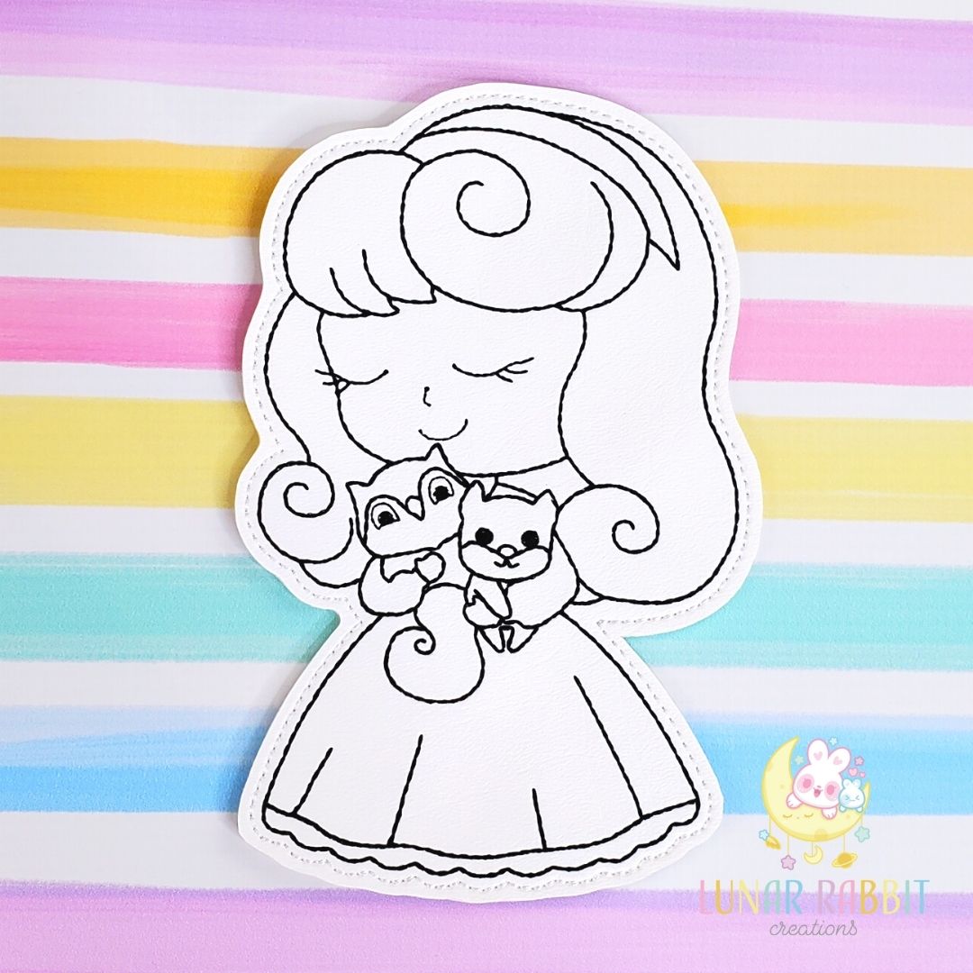 Princess Pet Sleeping Girl Flat Coloring Doll